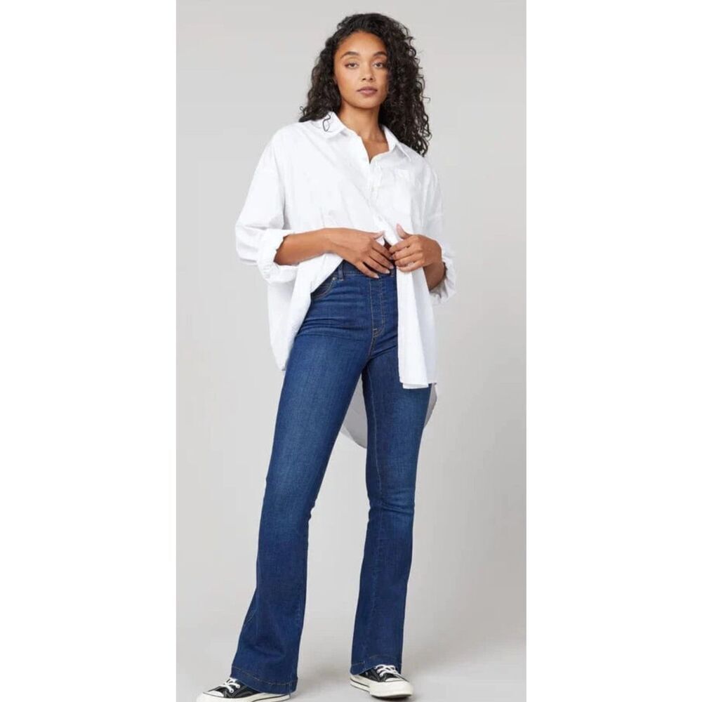 NWOT SPANX pull on high waist flare jeans in midnight, Med $150 G6
